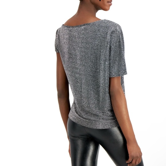 Alfani Boatneck Silver short sleeve top size XL EUC - Picture 2 of 6